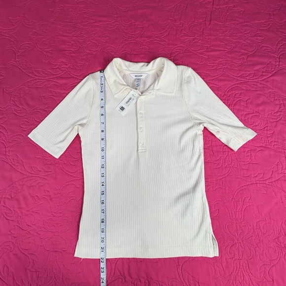 SPANX Ivory Ribbed Button-Up Top - Picture 4 of 8